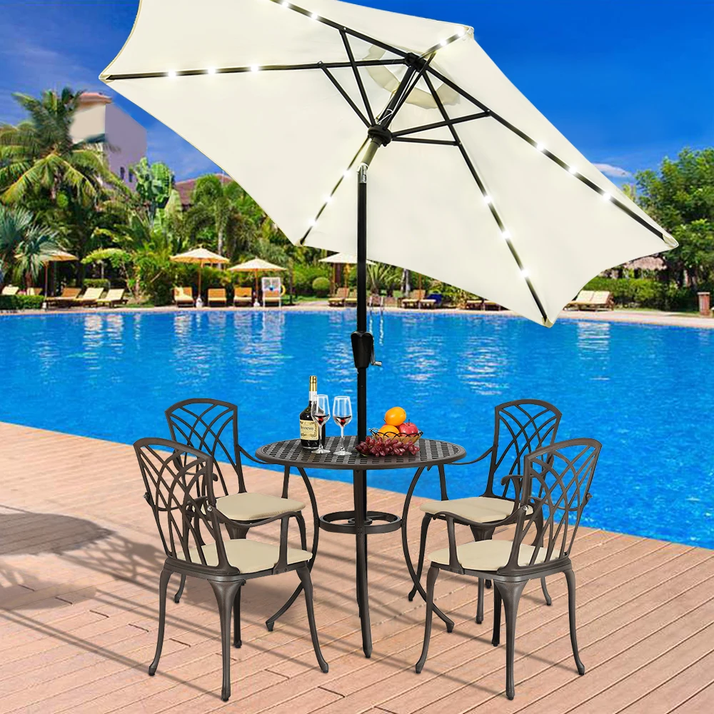 

Panana 2.7M LED Lights Umbrella Solar Patio Outdoor Party Garden Sunshade Parasol Free Rain Cover Shipping within 24 hours