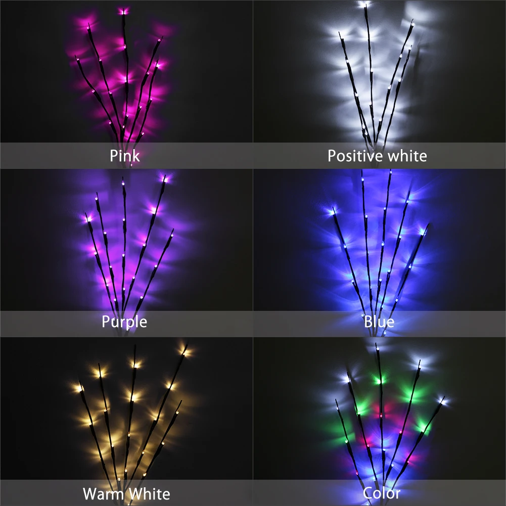 

20 LEDs Willow Branch Lamp Floral Lights Holiday Home Christmas Party Garden Decoration AA Battery Operated Tree Branch Lights