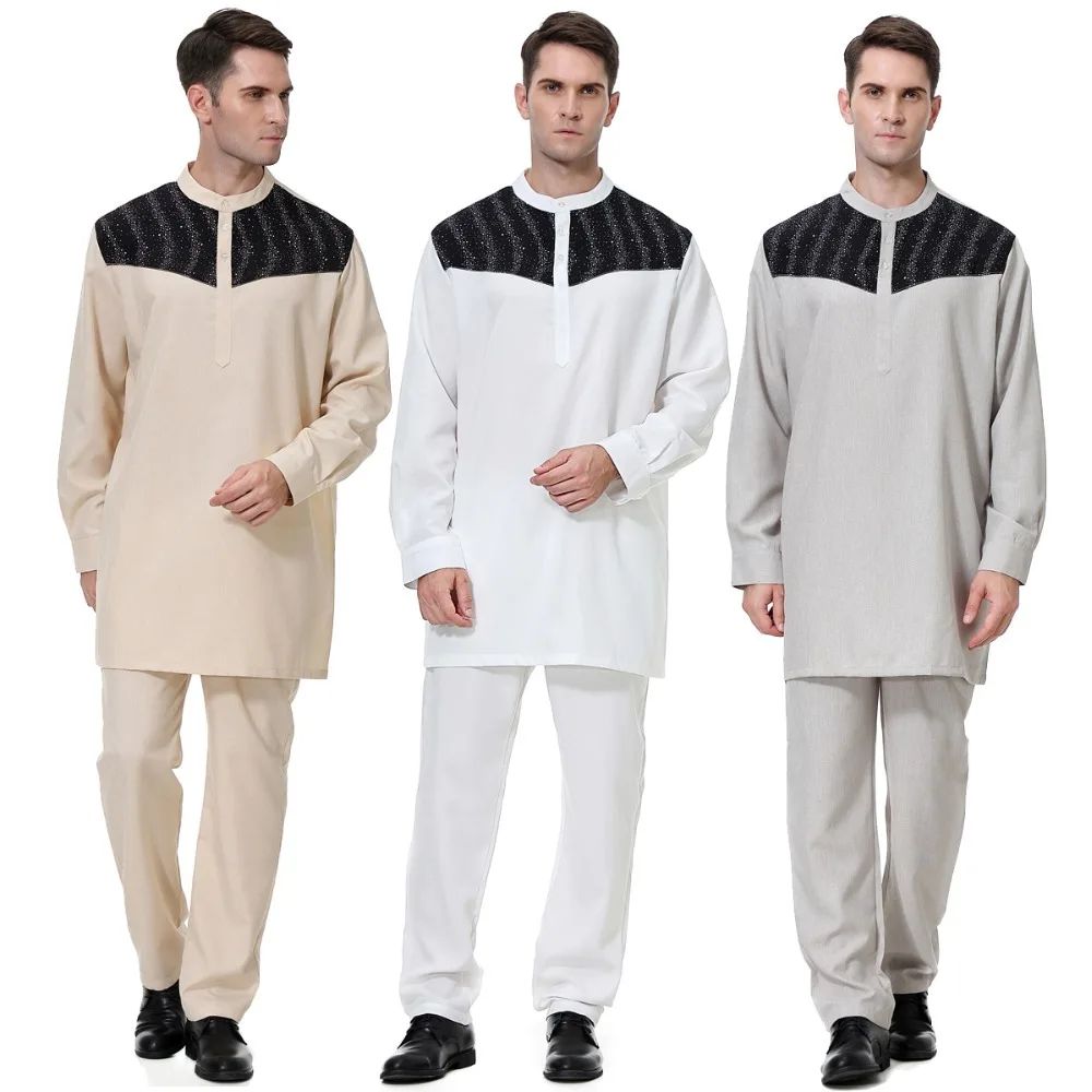 Мусульманская Арабская Мужская Тауб Thawb Caftan костюм исламский Абая джилбаб
