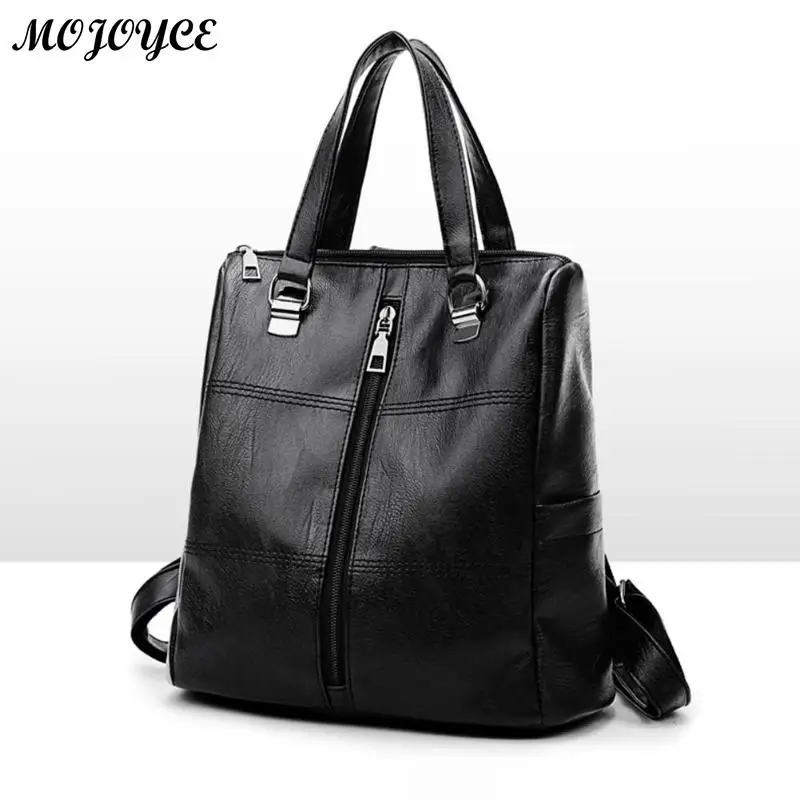 

Soft PU Knapsack Vintage Backpack Women Rucksack Leather Package Multi-function Bag Ladies Shoulder Travel Girls School Bags