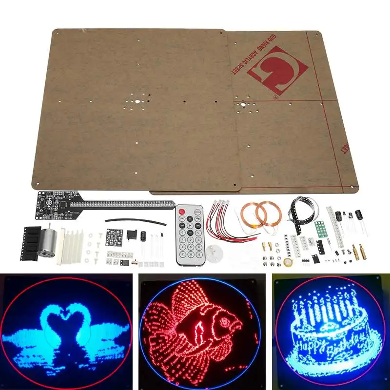 

Flat POV 64LED Rotating Advertising Light DIY LED Flash Kit Electronic Production Module Upgraded Version Soldering Training Kit