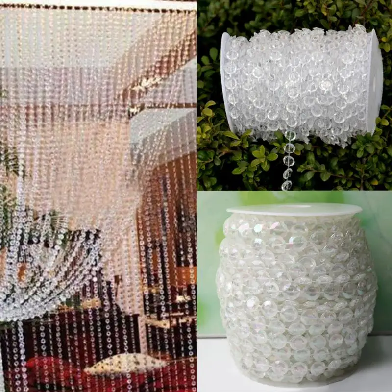 

33FT/99FT Luxury Clear Glass Crystal Beaded String Hanging Curtain Fringe Divider Home Wedding Party Decor