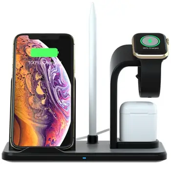 

Fast QI Wireless Charger Stand Holder for iPhone Airpods iWatch 1 2 3 4 Wireless Charger Cradle Dock Station for Apple Watch