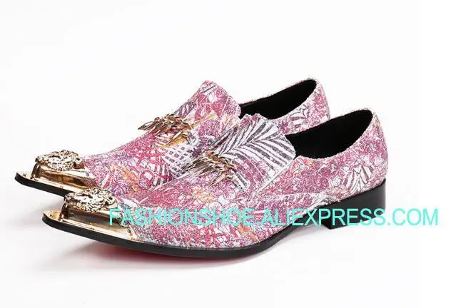 

Gold Metal toe Wedding Party Dress Shoes Big Size euro 38-46 Genuine leather Male Oxfords