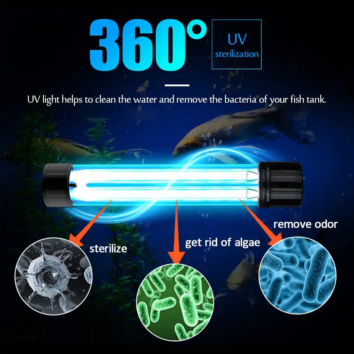Контроллер таймера 20 Вт 30 Вт 40 Вт двойная трубка УФ бактерицидная лампа для дайвинга Ультрафиолетовая лампа для стерилизации аквариума водоросли
