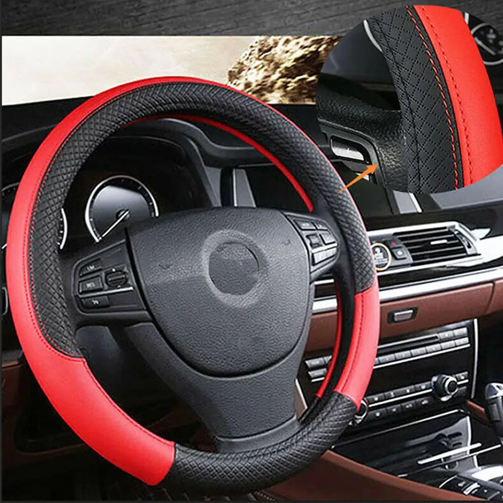 

PVC 38CM Universal Car Steering-wheel Cover Car-styling Sport Auto Steering Wheel Covers Anti-Slip Automotive Accessories