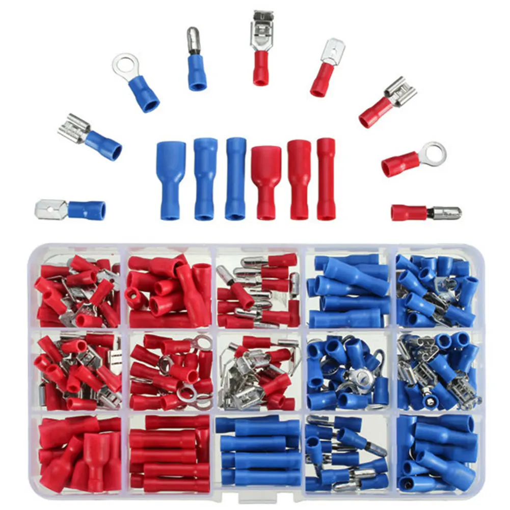 200Pcs Insulated Electrical Wire Terminals Mixed Assorted Lug Kit