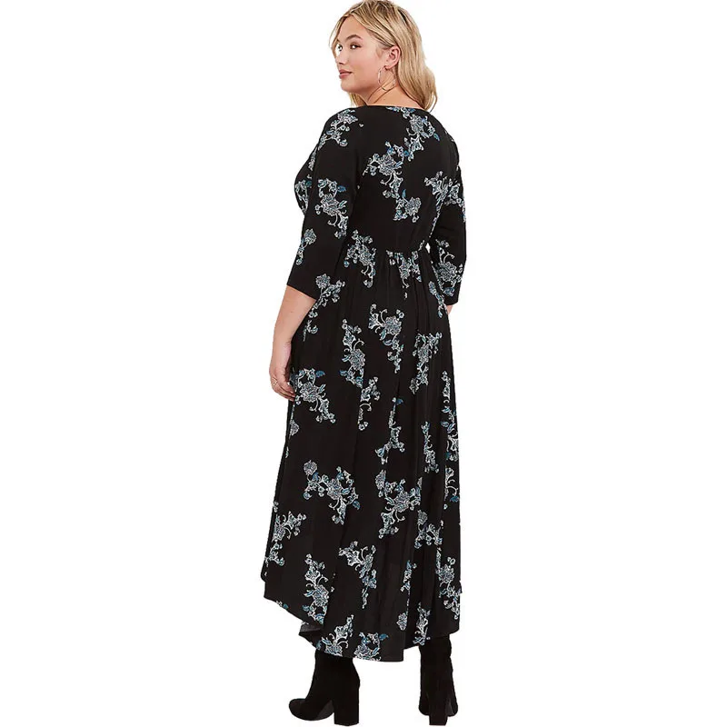 New Europe Fashion Printing Long Autumn Dress Women Vintage Dresses For Big Sizes Cotton Bohemian XL XXL XXXL 4XL 5XL