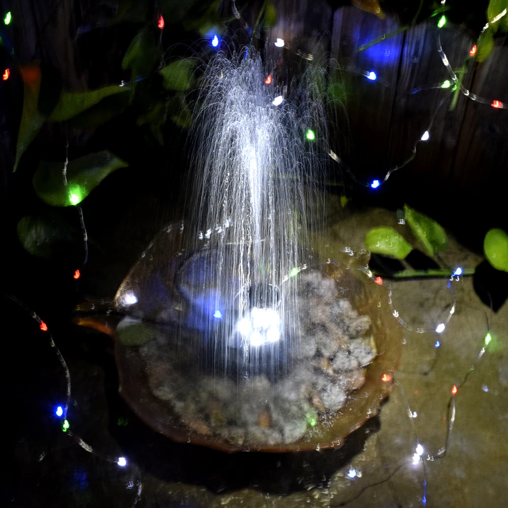 

Garden Decor Fountain 10V 5W Solar Powered Brushless Water Pump Built-in Battery Submersible Pump Fountain 200L/H Lift 150cm