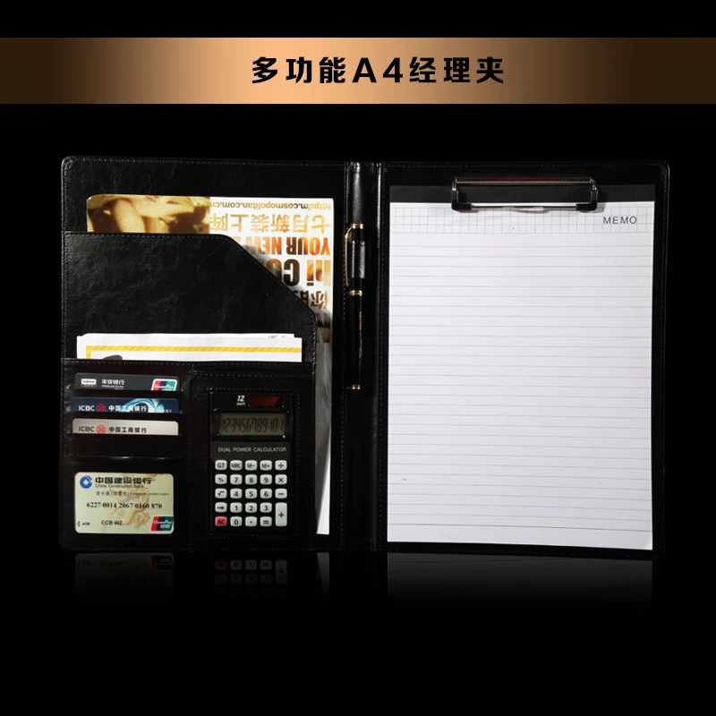 

Multifunctional a4 folder commercial file folder manager folder calculator book clip Notebook