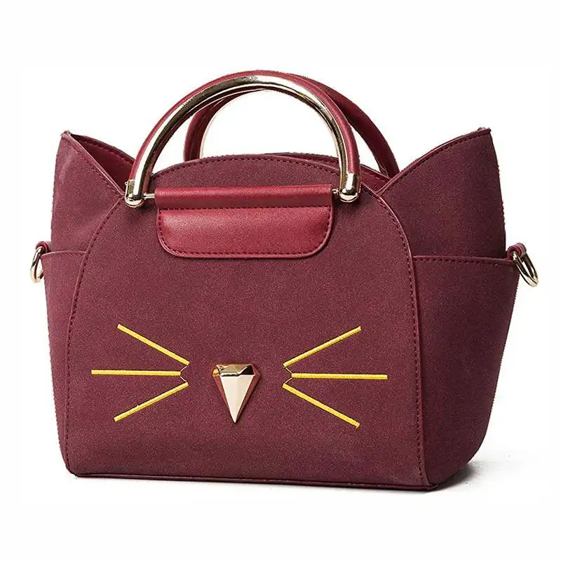 

Women's Summer Fashion Top Handle Cute Cat Cross Body Shoulder Bag Red