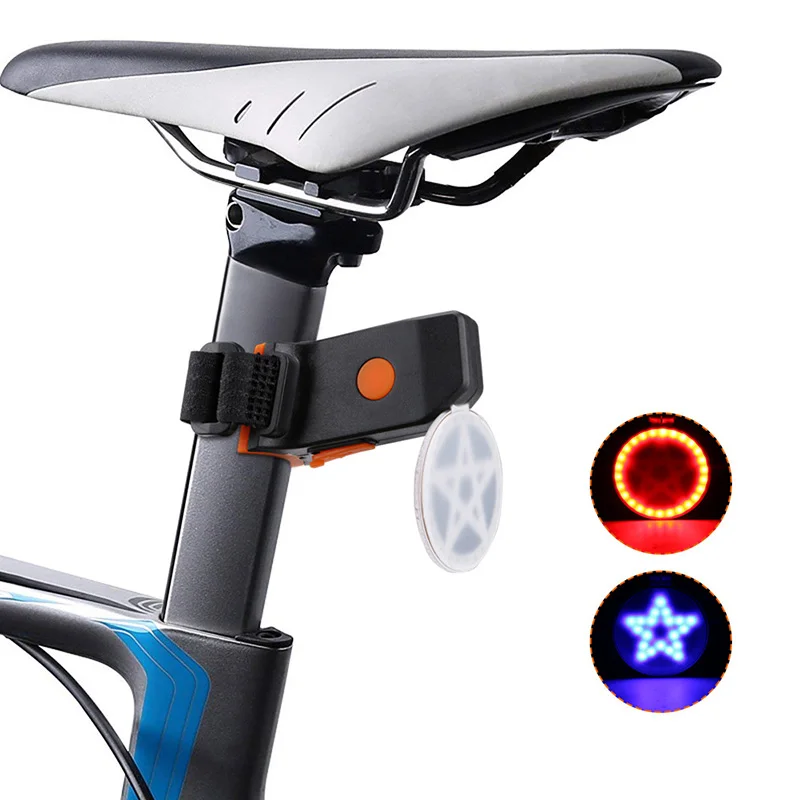 

USB Charging Mountain Bike Bicycle Taillights Red Bue Night Riding Warning Light Built-in Rechargeable Battery