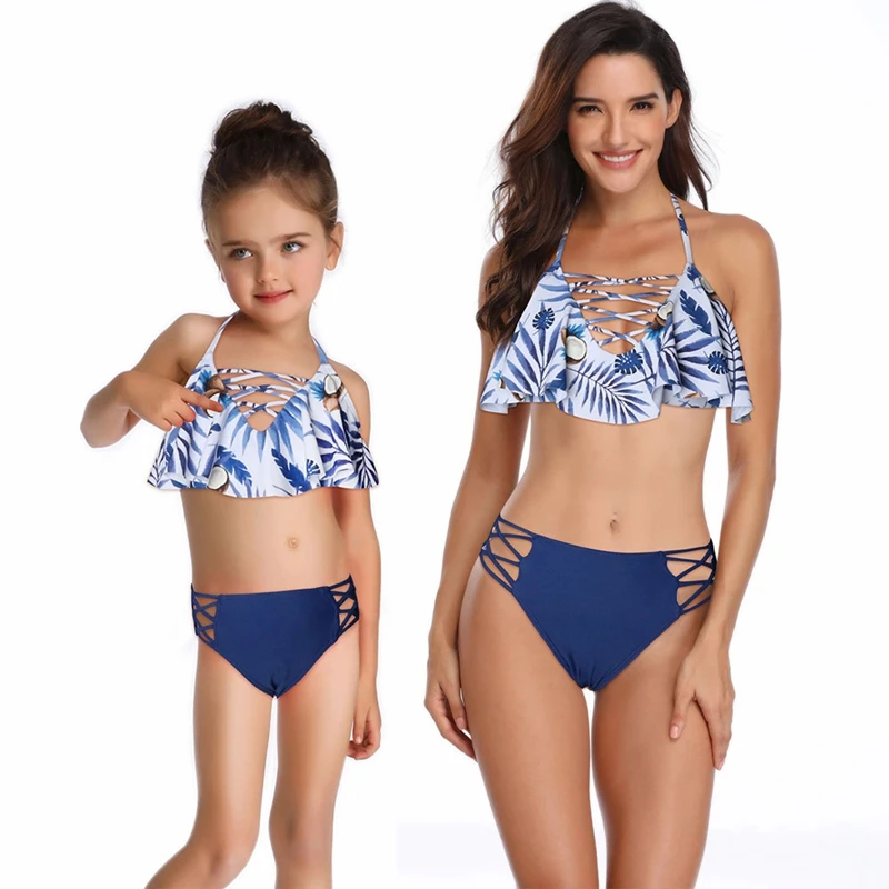 

Family Matching Swimwear Mother Daughter Women rope Bikini Beachwear Summer