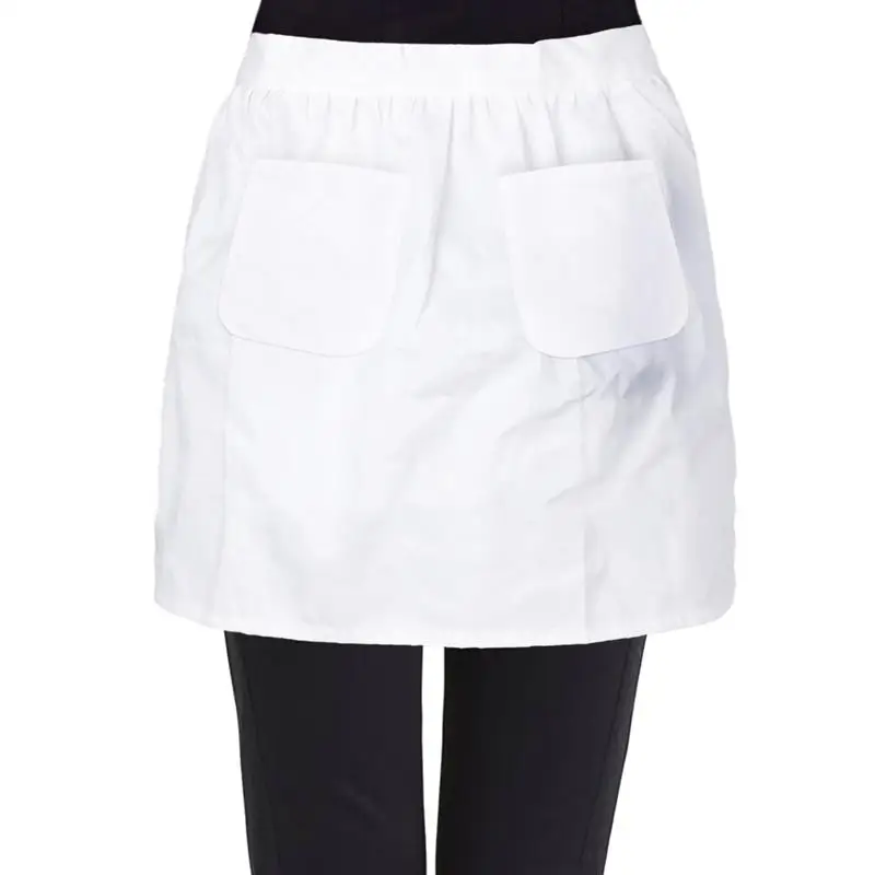 

2Pcs Waist Apron Short Half Apron with Pockets for Housewife Maid Waitress Servant Cooking Kitchen