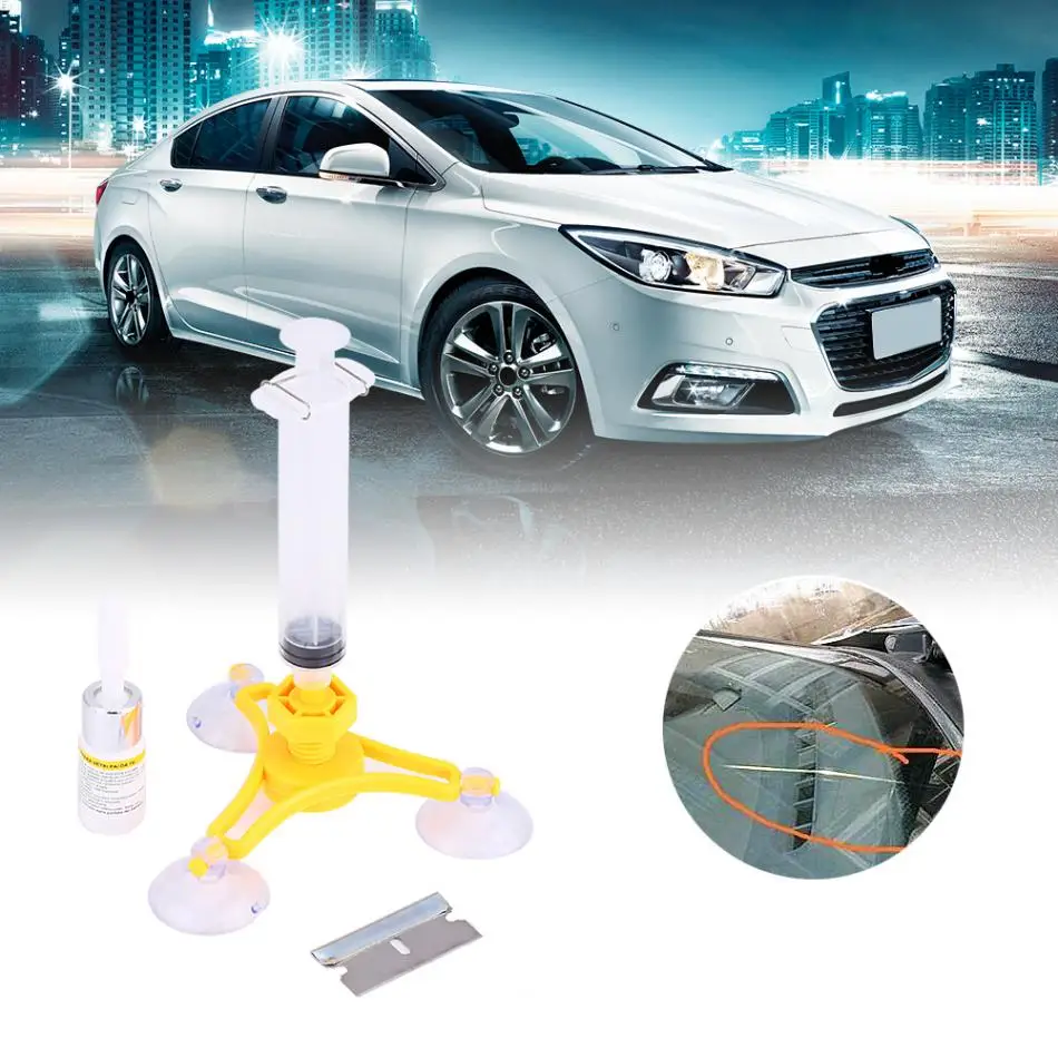 

Car Auto Windshield Repair Kit Glass Crack Resin Sealer Windscreen Restore Fix Set Triangular Automotive professional tools
