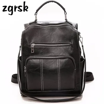 

College Women Backpack Female Fashion Travel Waterproof Soft PU Leather Rucksack Preppy Style School Bag For Teenager Mochila