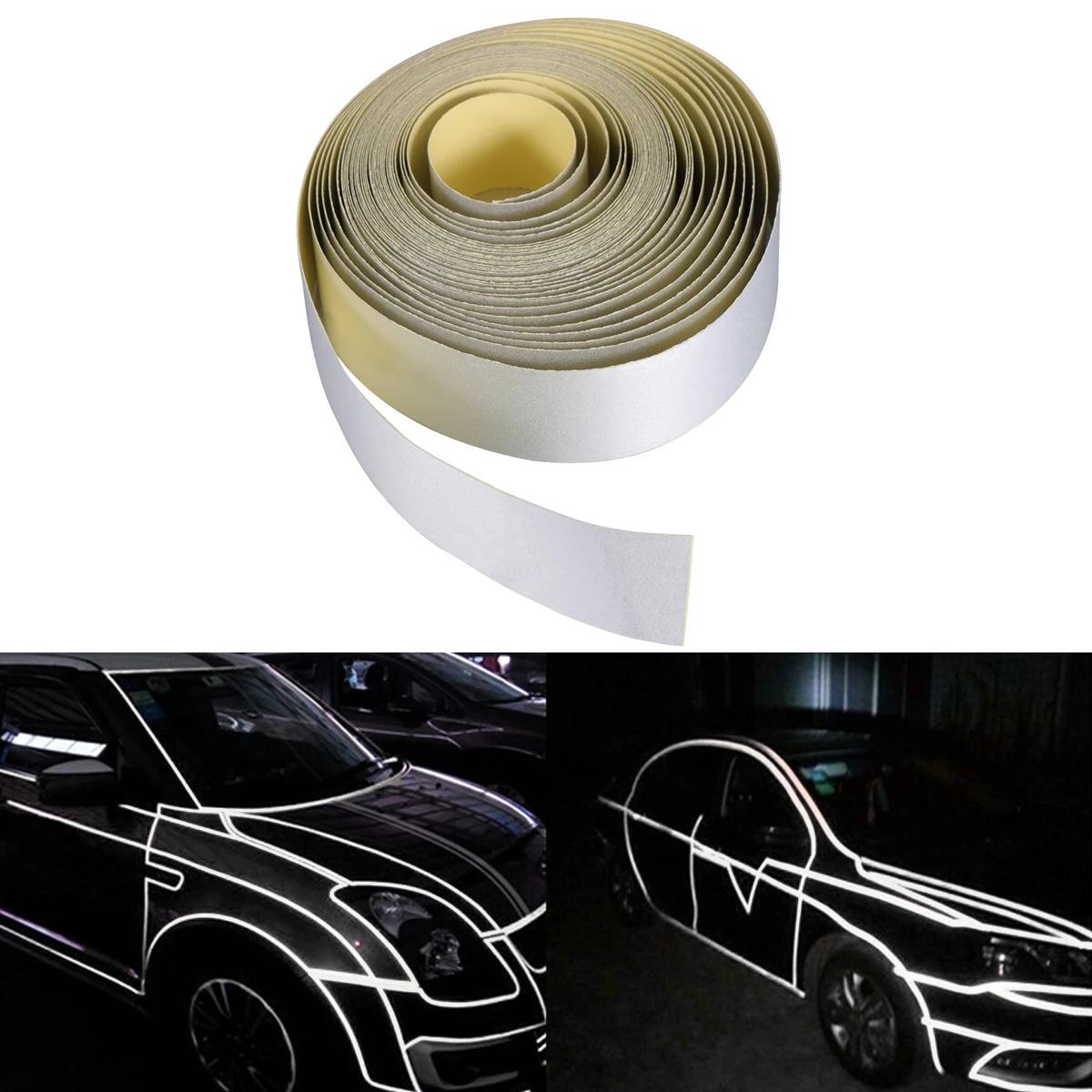 

4 Pcs 2cm X 5m Car Reflective Strip Warning Signd Body Rim Stripe Sticker DIY Tape Self-Adhesive Sticker Car Styling