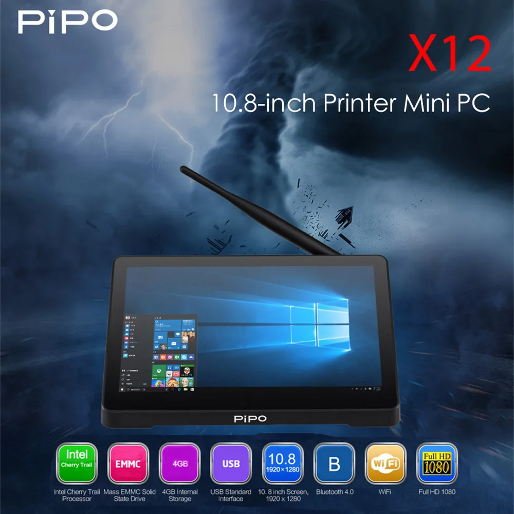 

PIPO X12 Multifunction Use Printer Mini PC Inter Cherry Trail Z8350 Intel HD ROM WiFi 1000Mbps BT4.0 Windows10 Support 4K H.265
