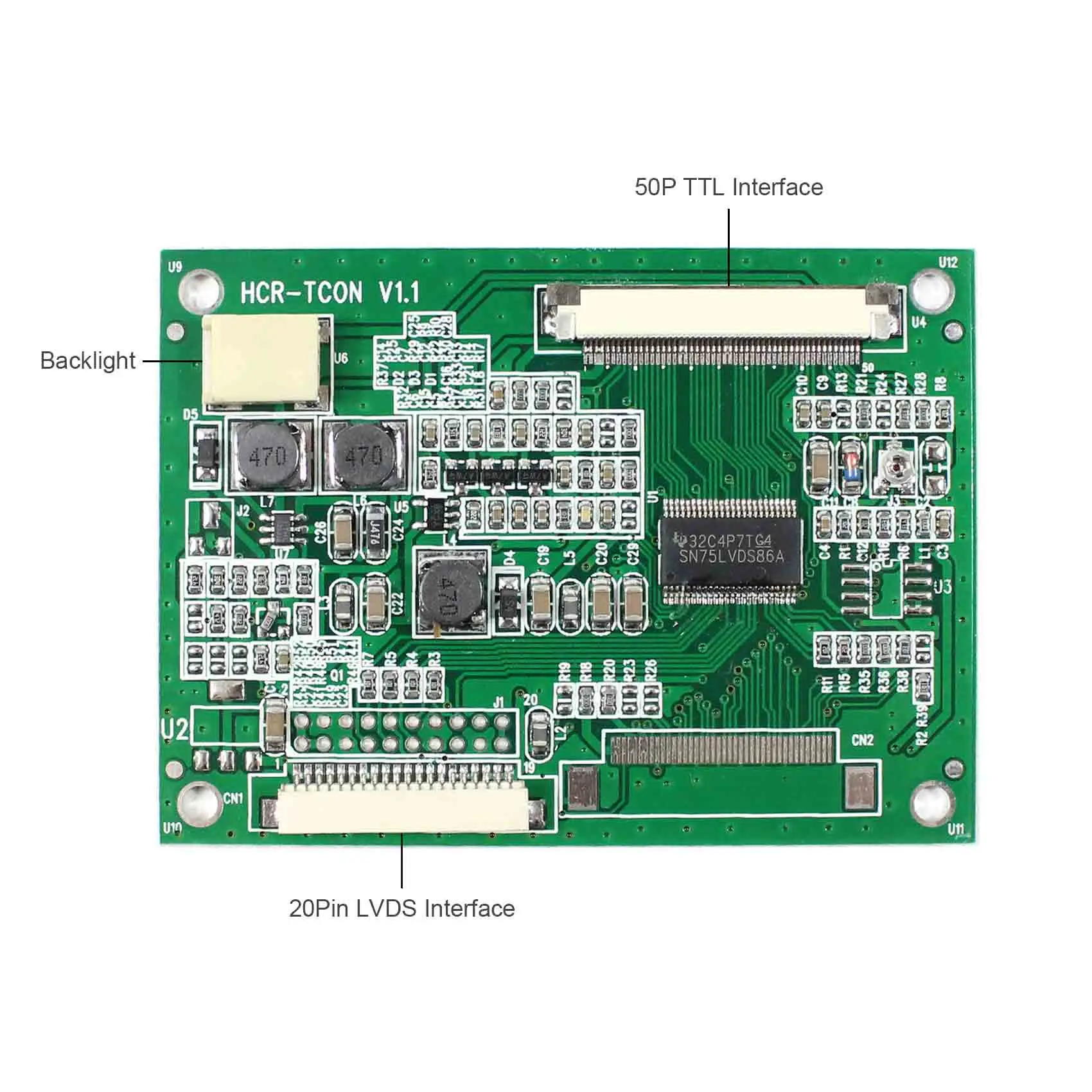 20 контактный LVDS сигнал в TTL с поддержкой разрешения 800x480 800x600 для AT080TN52