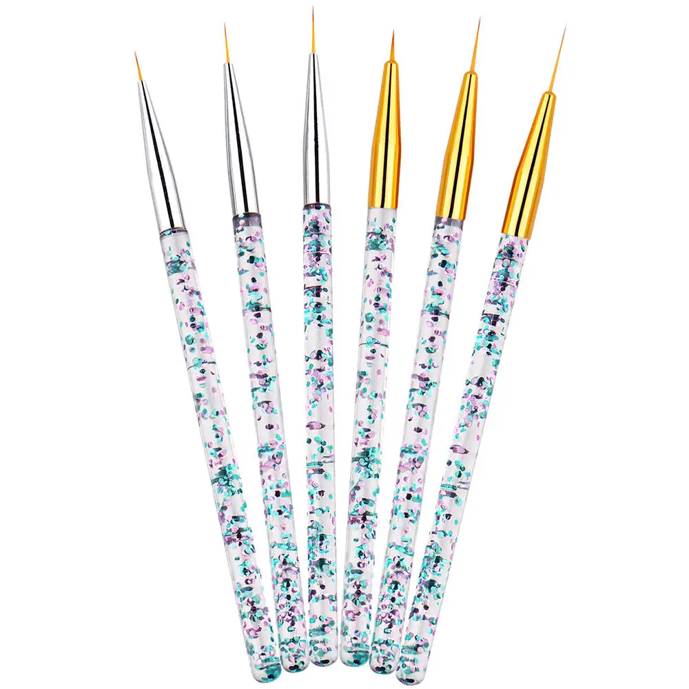 

6Pcs/set Gold Nail Art Lines Painting Pen Brush Professional UV Gel Polish Tips 3D Design Manicure Drawing Tool Kit