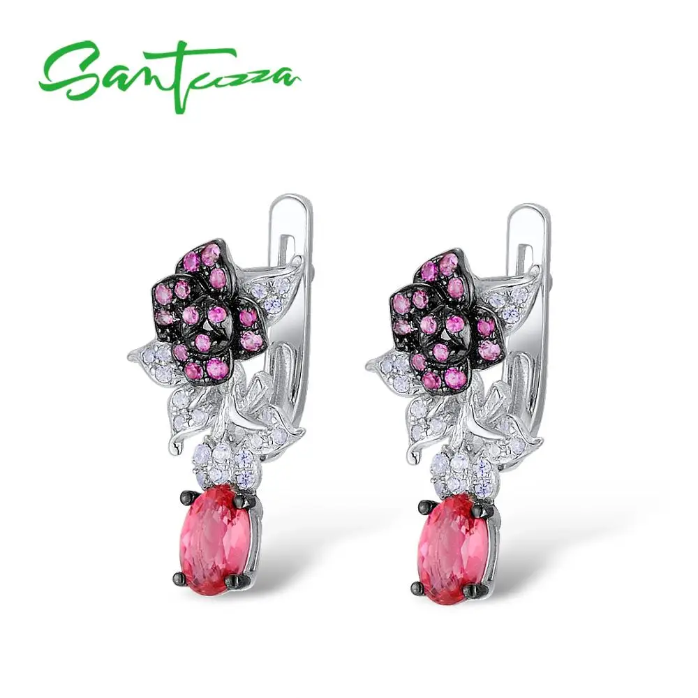 SANTUZZA серебряные серьги для женщин Настоящее серебро 100% 925 пробы нежный цветок