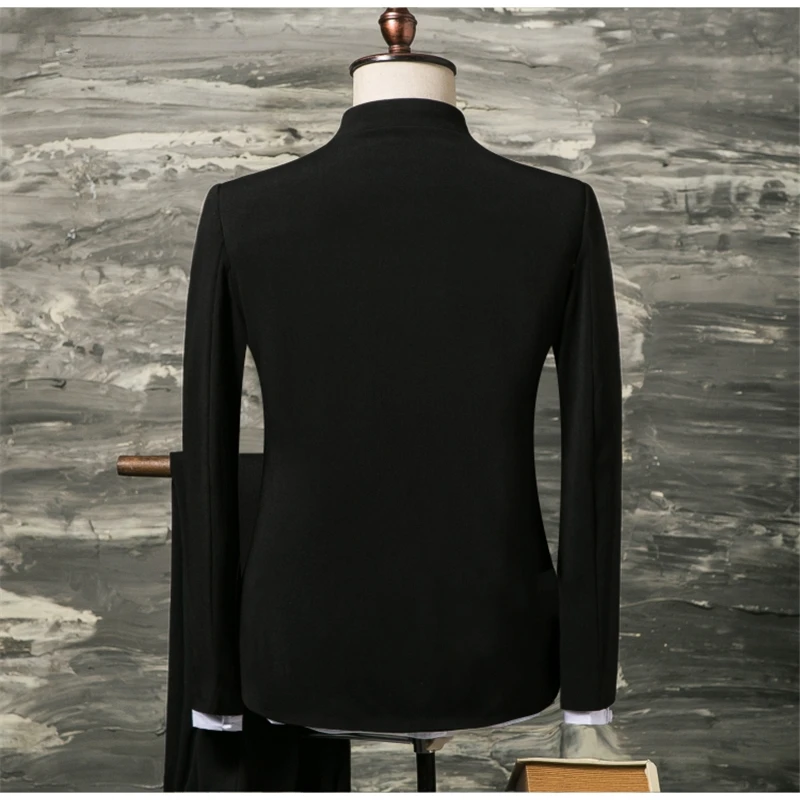 Autumn New Mens Suit 2 Piece Set ( suit Jacket and Pants ) Chinese Style Embroidery men Blazer Coat and Trousers Men S-4XL