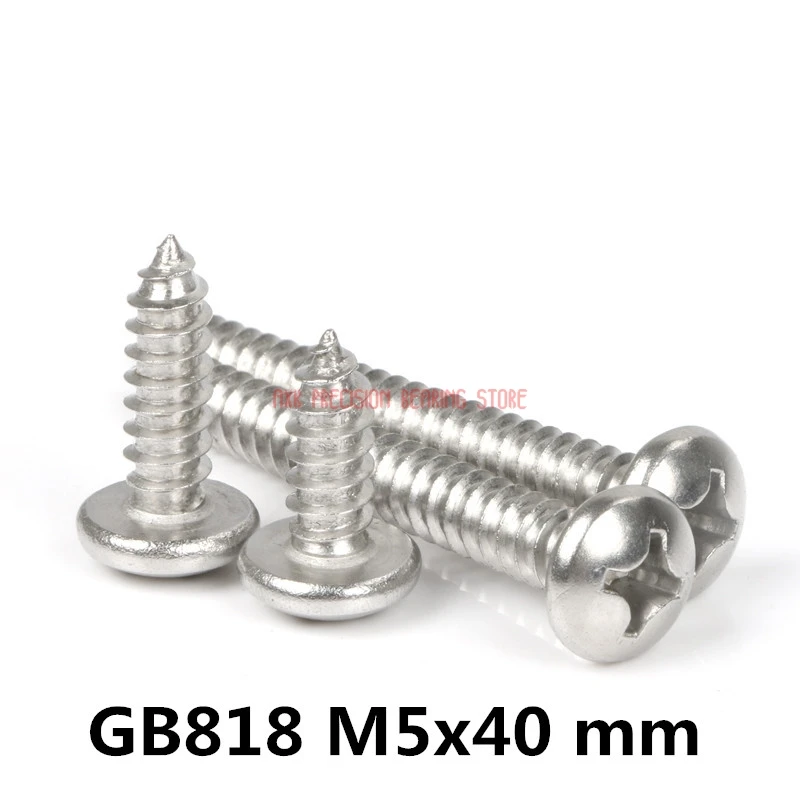 

2023 New Screws Parafusos Parafuso 50pcs/lot Gb818 M5x40 Mm M5*40mm 304 Stainless Steel Phillips Cross Recessed Pan Head Screw