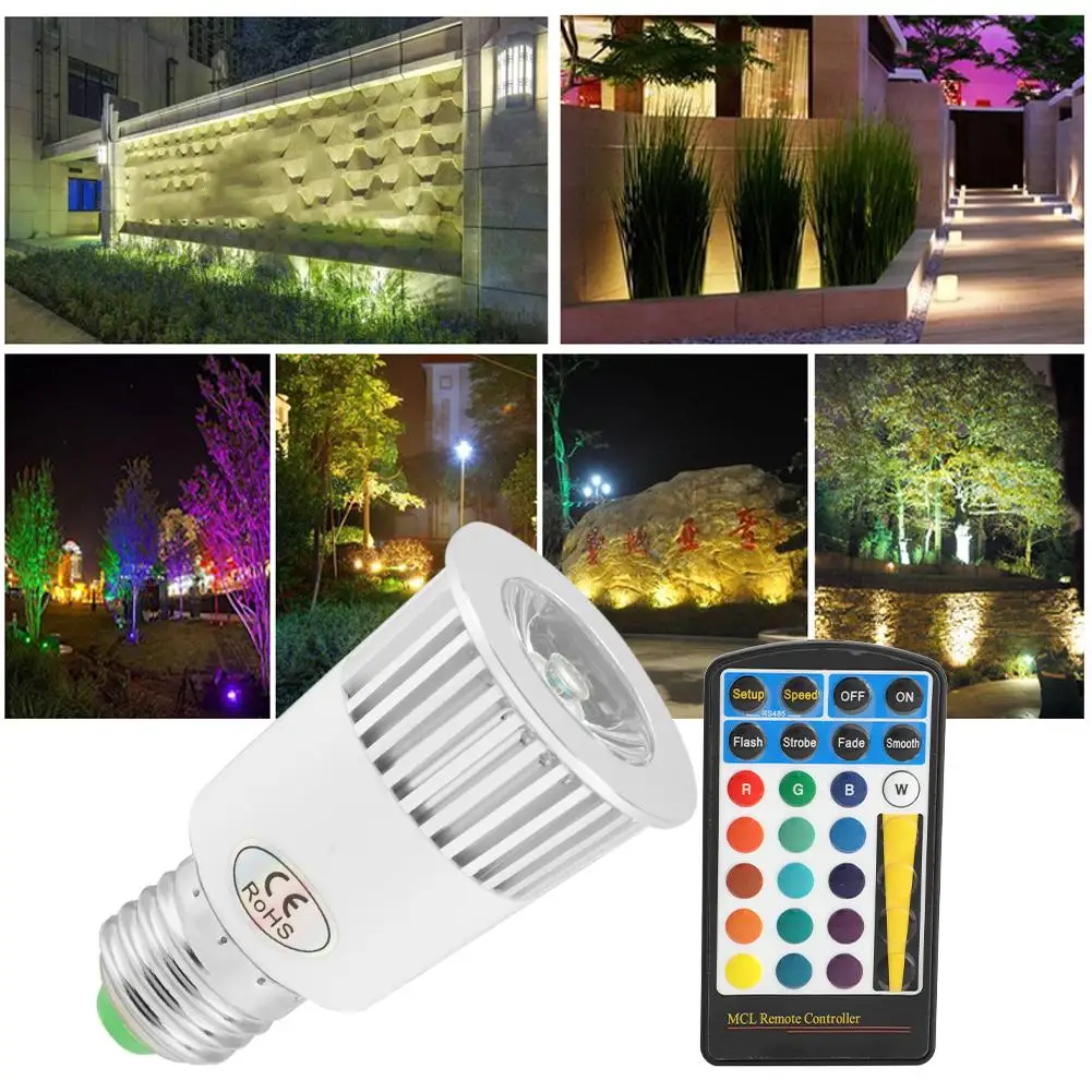 

AC 220V 230V 240V LED Bulb E27 5W RGB LED Remote Control Light Bulb Aluminium Shell Bulb with Memory Function LED Lamp 220v