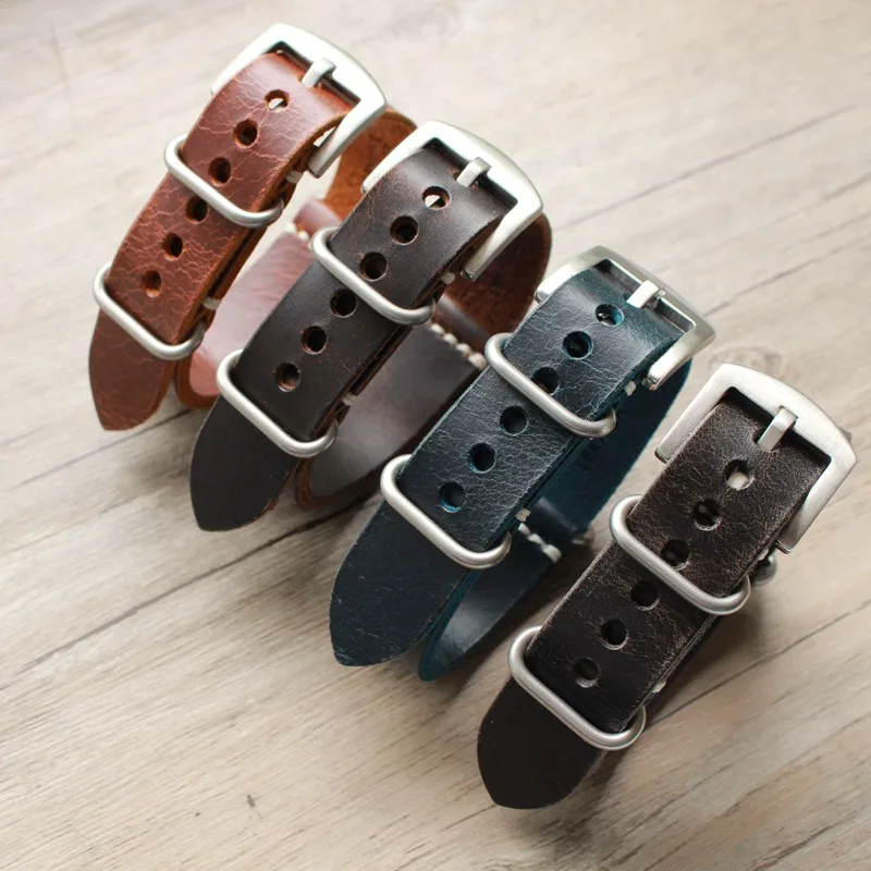 

20mm 22mm 24mm new design Vintage Genuine Leather Watchband Nato Leather man Watch Straps More color&Size for Brand strap +tool