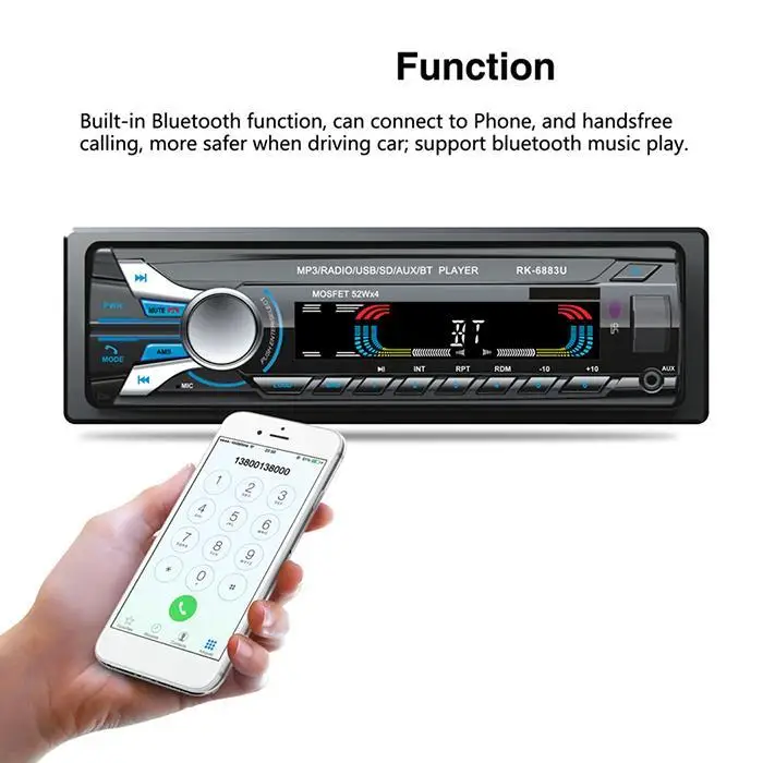 Небольшой Портативный светодиодный Дисплей Bluetooth стерео пульт дистанционного управления Управление автомобиля воспроизведения файлов для Mp3 4 плеер FM радио 2018B
