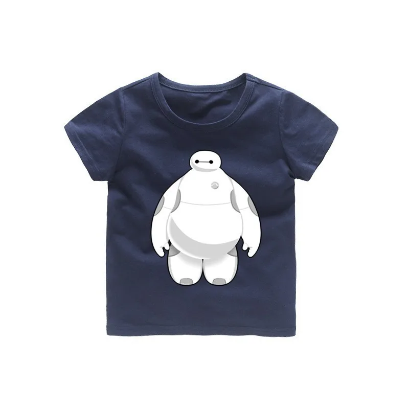 От 2 до 12 лет новая футболка с круглым вырезом для маленьких девочек Baymax хлопковая