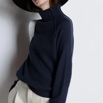 

100% Cashmere and Wool Jumpers Woolen Sweater Winter Warm Turtleneck Sweater Ladies Clothes Women Pullovers