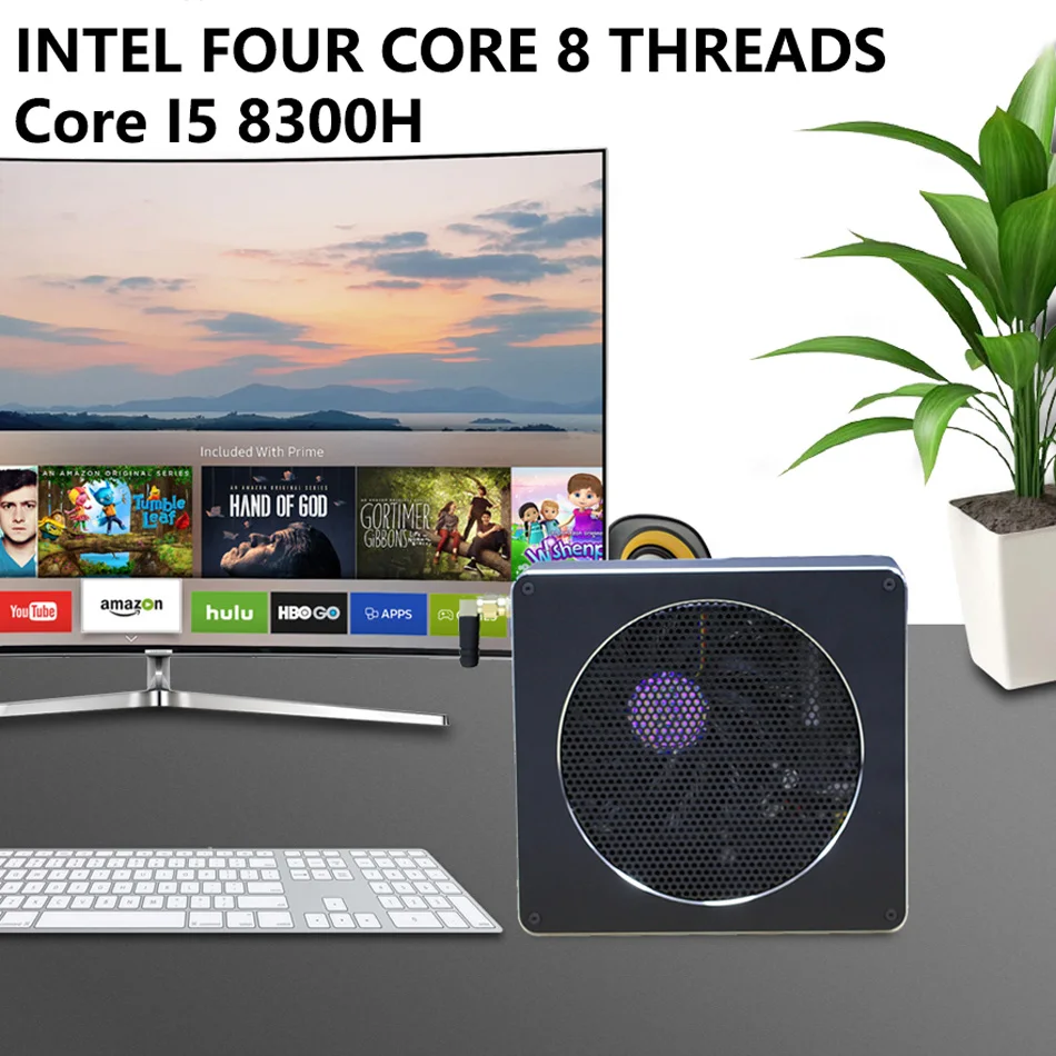 Мини-ПК, настольный компьютер, с поддержкой Windows 10 Pro/Linux Ubuntu, Intel Core I5 8300 H, [HUNSN BY01L], [4USB3. 0/HD/RJ45/Mini DP]