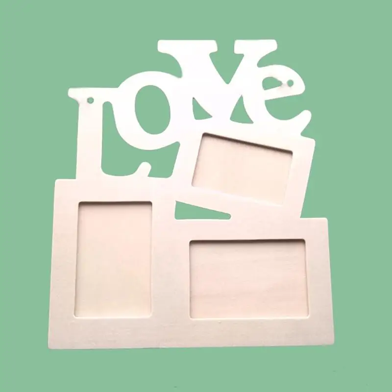 

Rectangle Wooden Photo Frame With FAMILY Letter Love English Letter Hanging DIY Picture Frame Art Craft Home Decor