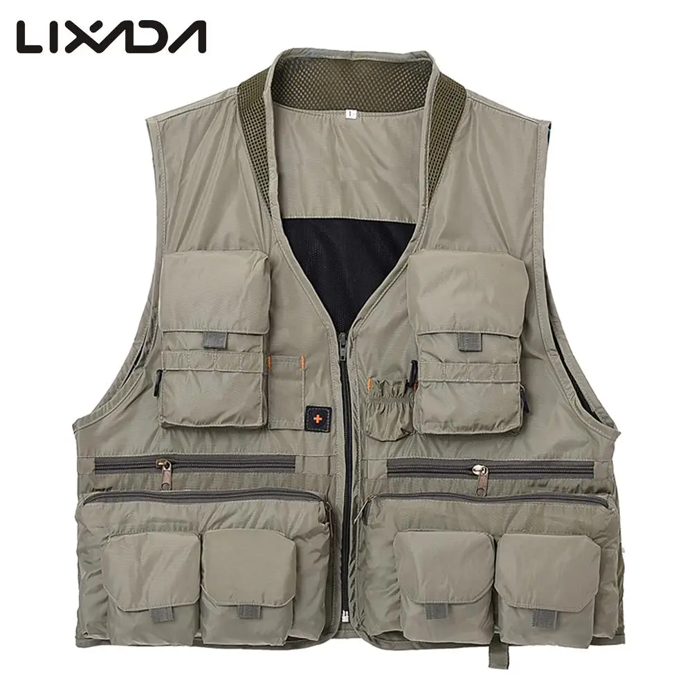 

Lixada Outdoor Fishing Vest Waistcoat Sleeveless Mesh Men's Fishing Jacket Multi-pockets Vest for Photography