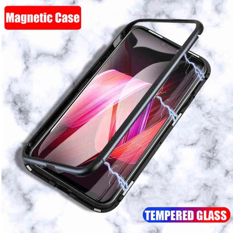 

Magnetic Adsorption Case for Pocophone F1 Poco Case For Xiaomi Mi 8 Lite Mi8 Xiomi Magnet Protective Tempered Glass Cover Film