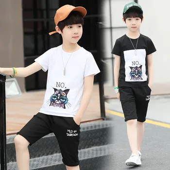 

boys clothes boys clothing letter T-shirt plus shorts 2 piece set vogue kids clothes 5 to16 years old toddler boy clothes