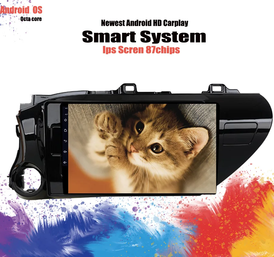 Best 10.1" 4G RAM 8 cores Android 9.1 Car DVD GPS Navigation For TOYOTA Hilux 2016 2017 audio stereo car radio headunit Tape Recorder 5