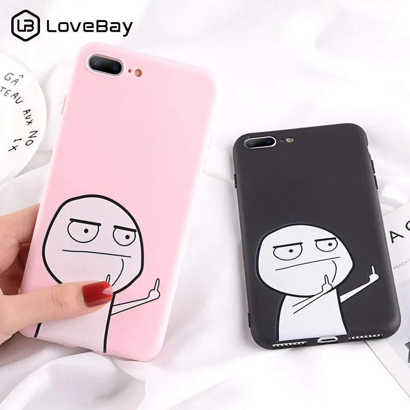 

Lovebay For iPhone 7 Case Funny Finger For iPhone 6 6S 7 8 Plus 5 5s SE X XR XS Max Silicon Phone Case Soft TPU Back Cover Coque