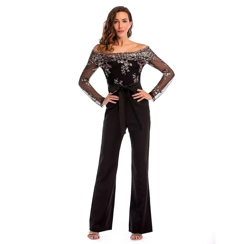 

Sexy Sequins Patchwork Rompers Womens Jumpsuit Baby Women Summer Elegant Long Sleeves Backless Party Playsuits Overalls New