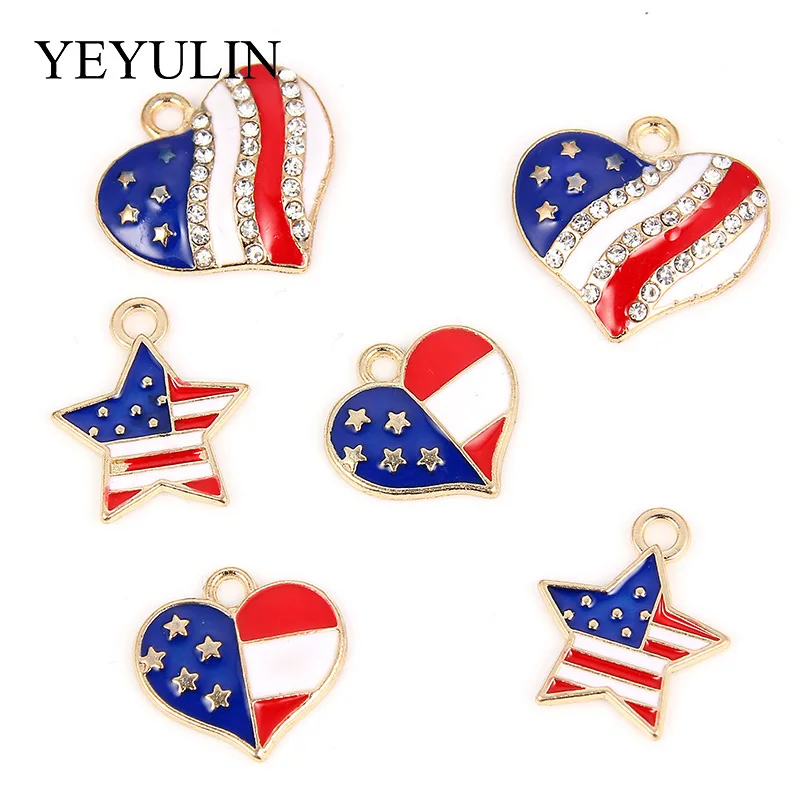 

10 Pcs Alloy Enamel Pendant Charm Classic Simple Banner Pattern Ove Heart Shape Accessories For DIY Fashion Jewelry Making