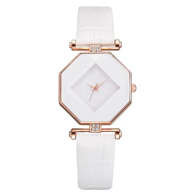 

2019 Small Geometric Dial Quartz Watches Women Leather Strap Analog Wristwatch Casual Ladies Quartz Watch bayan kol saati