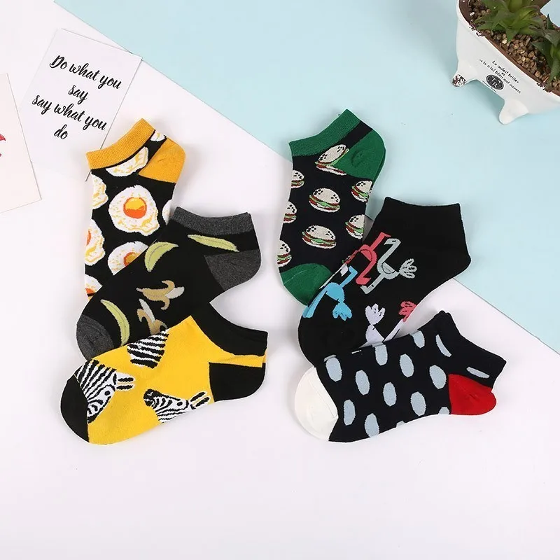 

Korean Style Women Animal Print Streetwear Calcetines Mujer Divertido High Quality Comfortable Breathable Zebra Ostrich Burger