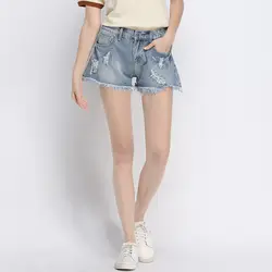 Плюс размеры 5XL короткие джинсы женская летняя мода Европейский Стиль деним мини шорты для женщин вышивка кисточкой рваные панк