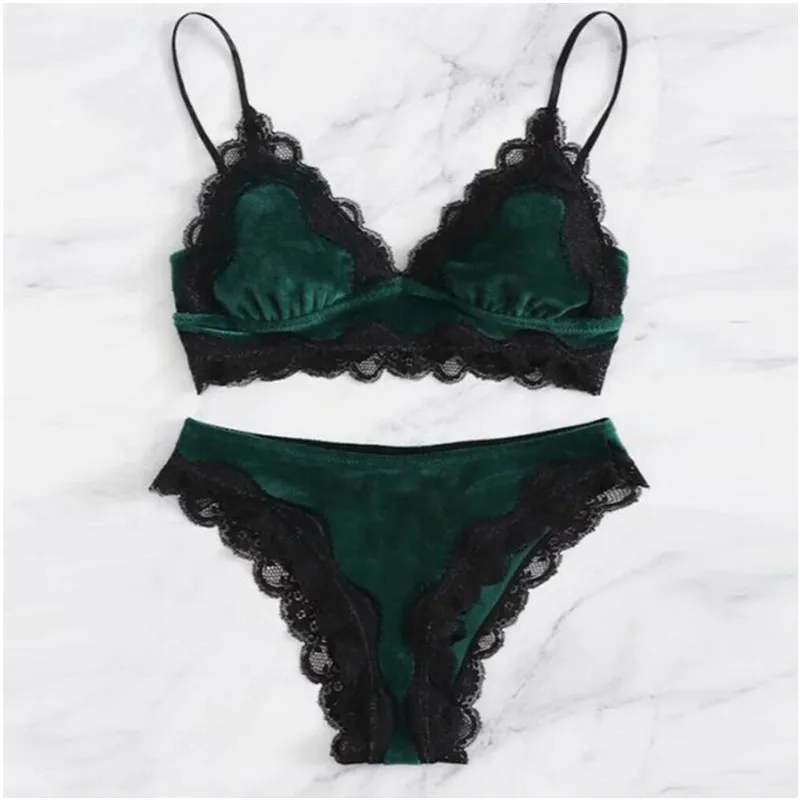 

2pcs Women Push-up Bar Set Sexy Lace Lady Soft Underwear Seamless Bra and Brief Sets