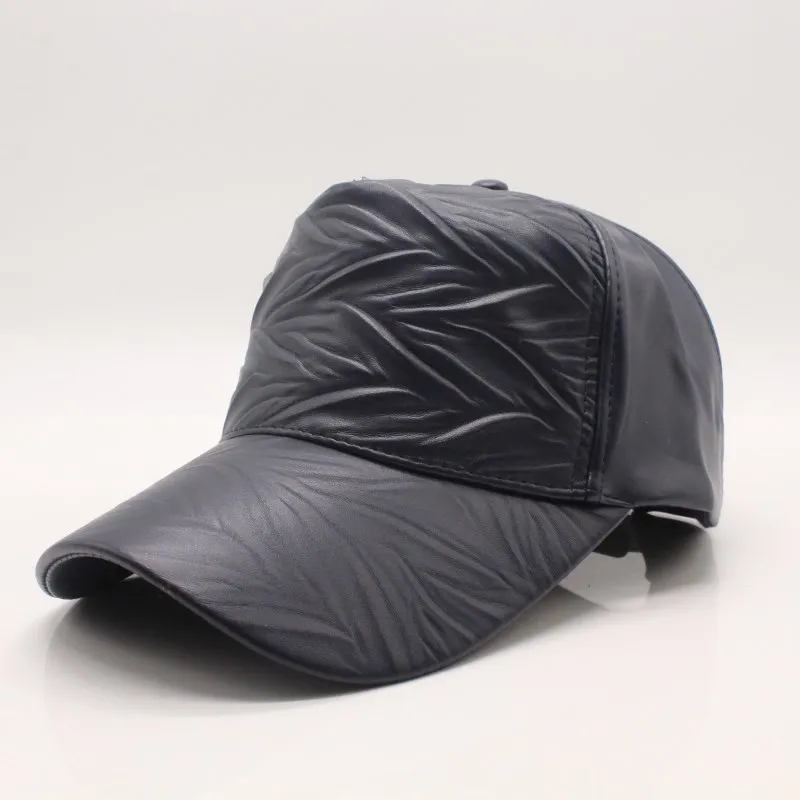 

High Quality Baseball Cap For Men Women Solid Winter 100% Pu Leather hip hop hats Brand Snapback Hat Bone Masculino Fitted Hats