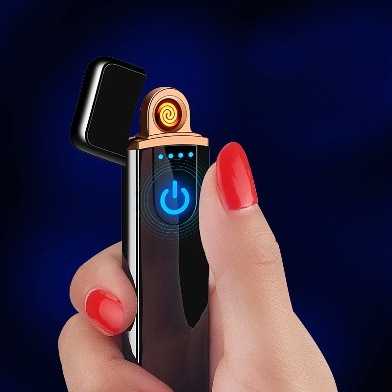 

USB Charge Touch Electronic Lighter Windproof Electric Wire Metal Cigarette Lighter For Male Women Smoking Accessories Gift Box