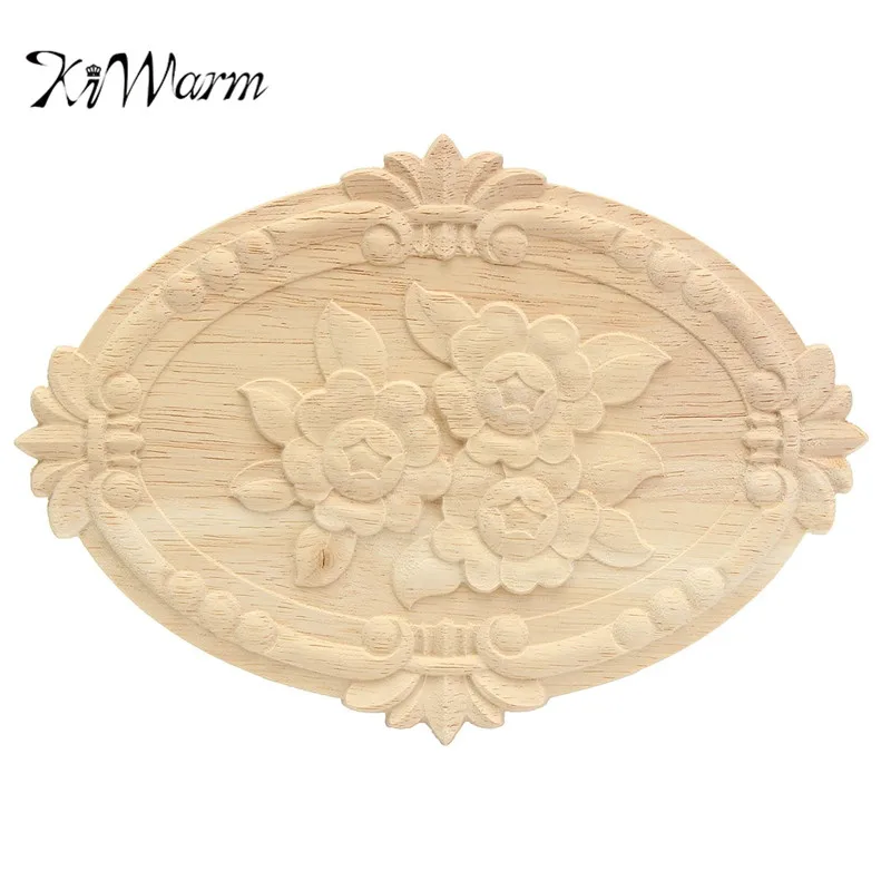 

KiWarm 1PC Unpainted Wood Carved Decal Corner Onlay Applique Frame For Home Furniture Wall Cabinet Door Decor Crafts 2 Sizes