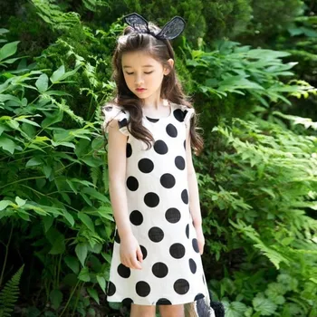 

New 2020 Dot Print Summer Dresses For Kids Sleeveless Cotton Infant Party Dress Clothing Children Princess Girl Dress Clothes