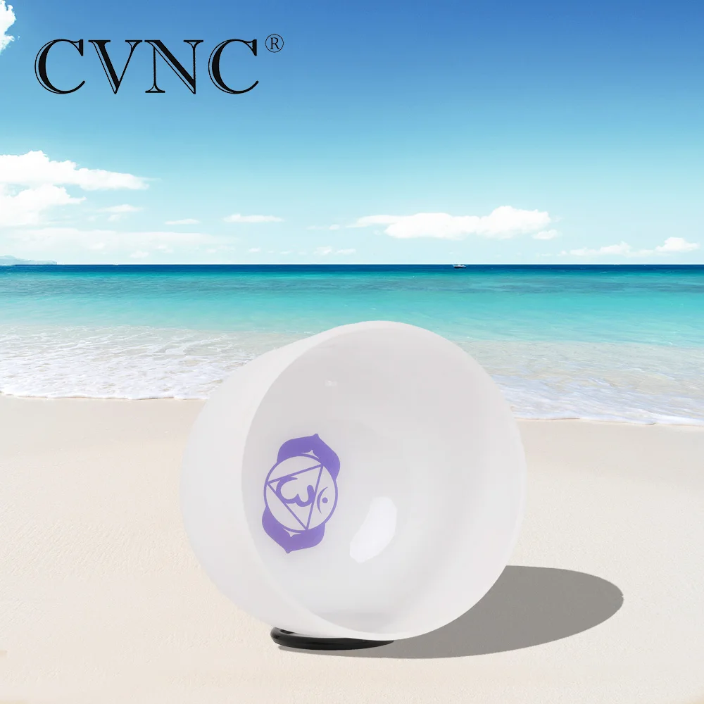 

CVNC 12 Inch A Third Eye Indigo Chakra Symble Pattern Quartz Crystal Singing Bowl